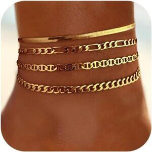 Anklets for Women 14K Real Gold Silver Plated Ankle Bracelets Trendy